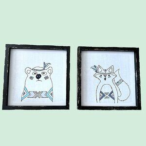 Kids Playroom Bedroom Animal Wall Art Decor Set